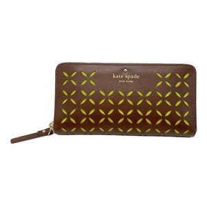 NWT: Kate Spade ‘Lacey’ Continental Wallet | Brown + Chartreuse